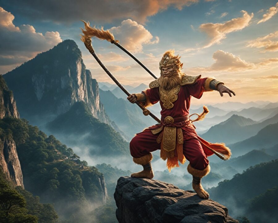 A jornada de Sun Wukong e suas façanhas mitológicas