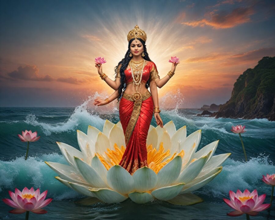 O mito da deusa Lakshmi e a agitação do oceano de leite