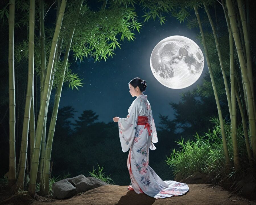 A lenda da princesa Kaguya e suas origens celestiais