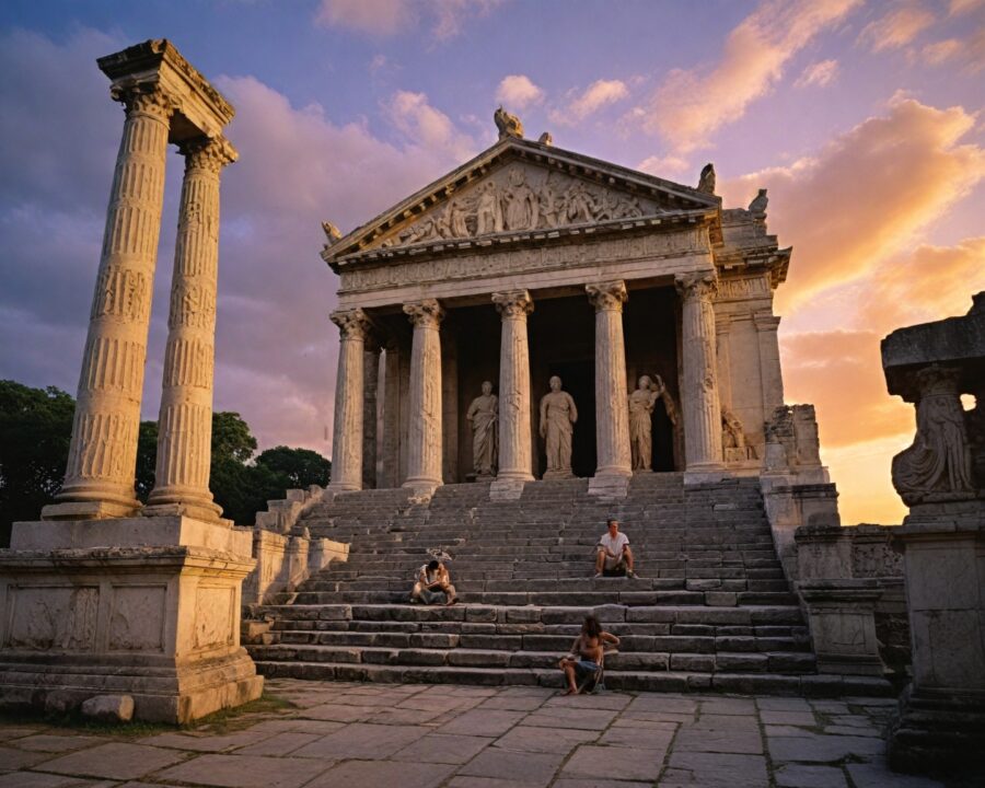 Como a mitologia influenciou a arquitetura de templos antigos